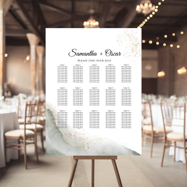 Affiche Aquarelle Abstraite Pinceau vert et or (Créateur téléchargé)