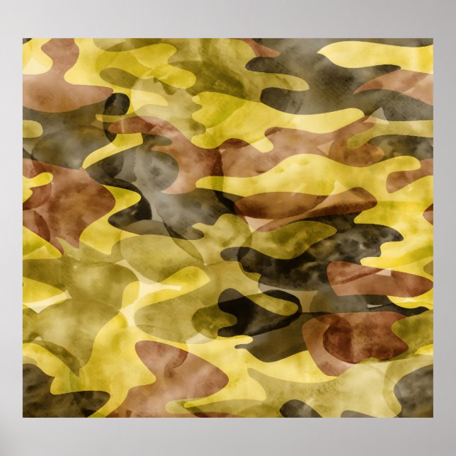 Affiche Aquarelle Abstraite : Teinture de camouflage (Devant)