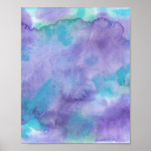 Affiche Aquarelle Abstraite violet violet violet vert Turq