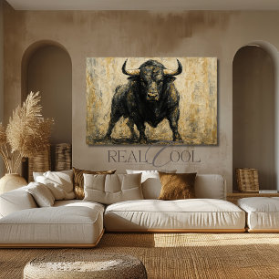 Affiche Aquarelle acrylique Black Bull espagnole Imprimer