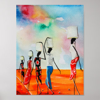 Affiche Aquarelle africaine peinture Premium Canvas Gloss