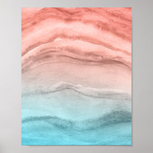 Affiche Aquarelle Agate Abstrait dans les couleurs de plag