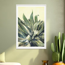 Aquarelle Agave Sud-Ouest Sage vert et jaune