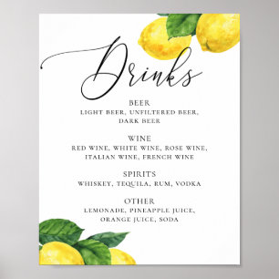 Affiche Aquarelle agrumes jardin citron mariage bar boisso