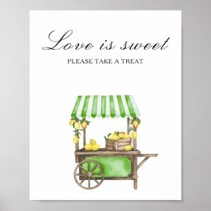 Affiche Aquarelle agrumes - l'amour est doux, prenez une f