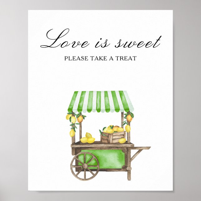 Affiche Aquarelle agrumes - l'amour est doux, prenez une f (Devant)