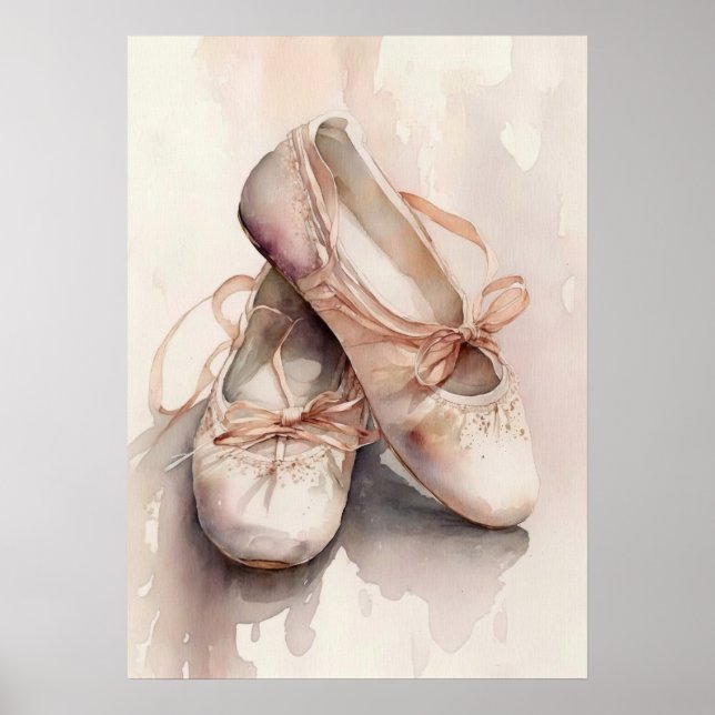 Affiche Aquarelle AI Chaussures de ballet (Devant)