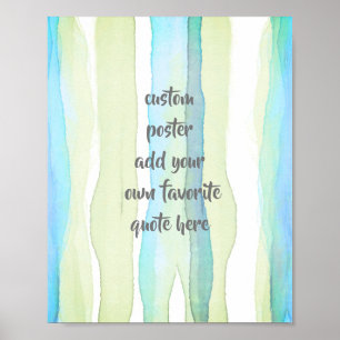 Affiche aquarelle ajouter une citation rayures turquoise e