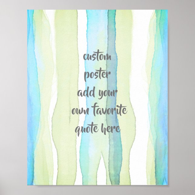 Affiche aquarelle ajouter une citation rayures turquoise e (Devant)