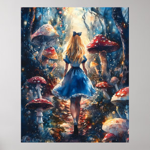 Affiche Aquarelle Alice au pays des merveilles