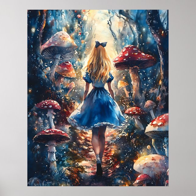 Affiche Aquarelle Alice au pays des merveilles (Devant)