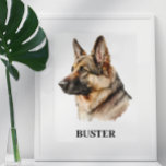 Affiche Aquarelle Allemande Berger Portrait Personnalisé<br><div class="desc">Cette conception peut être personnalisée en choisissant l'option Modifier la conception. Vous pouvez également transférer sur d'autres objets. Contactez-moi à l'adresse colorflowcreations@gmail.com ou utilisez l'option conversation en haut de la page si vous souhaitez avoir cette conception sur un autre produit ou si vous avez besoin d'aide pour cette conception. Voir...</div>