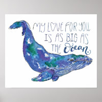 Aquarelle - Amour aussi grand que l'océan