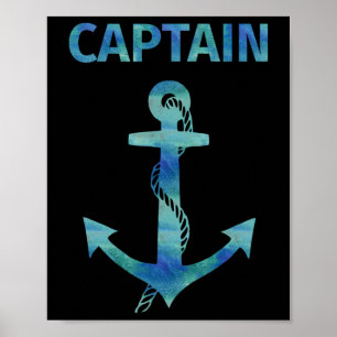 Affiche Aquarelle Ancre nautique Capitaine Voilier