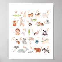 Aquarelle animal abc enfants alphabet. Salle de so