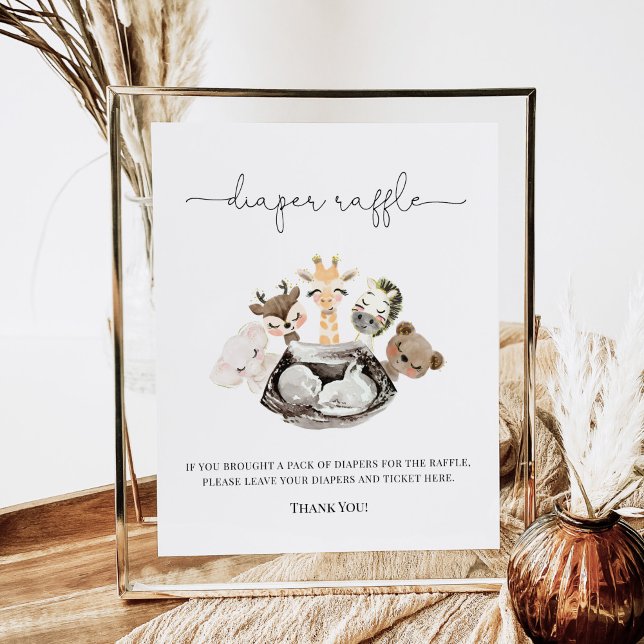 Affiche Aquarelle Animaux Faux Moderne Roulette Dorée Raff (Créateur téléchargé)