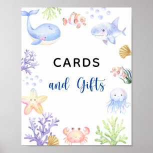 Affiche Aquarelle animaux océaniques - cartes et cadeaux