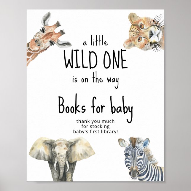 Affiche Aquarelle animaux sauvages - Livres pour bébé (Devant)