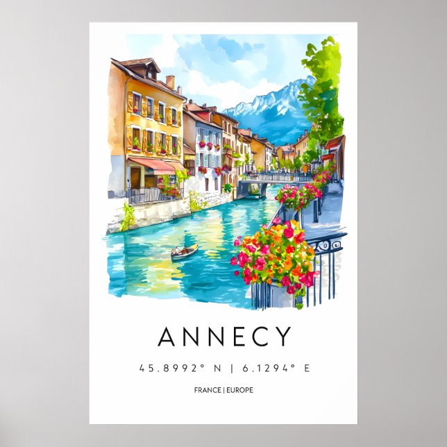 Affiche aquarelle Annecy Impression de voyage Anne (Devant)