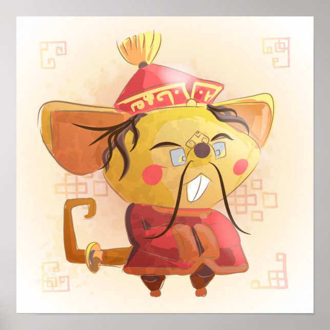 Affiche Aquarelle Année du Rat, Scholar (Devant)