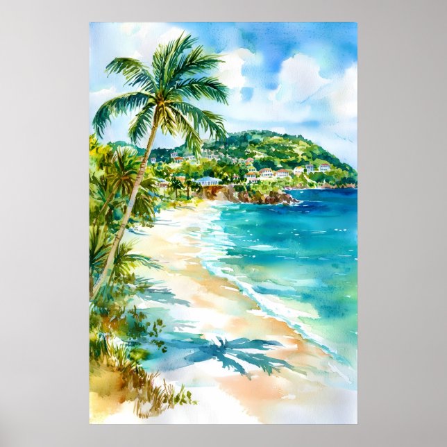 Affiche aquarelle Antigua-et-Barbuda Aquarelle 2 (Devant)