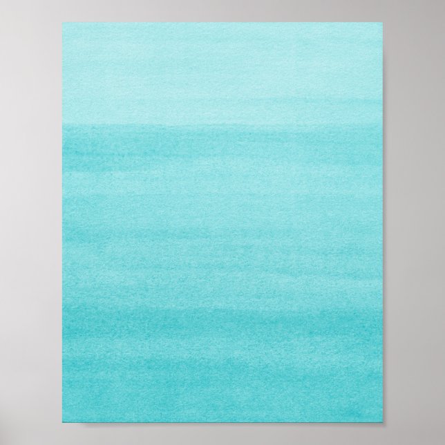 Affiche Aquarelle Aqua Blue Ombre Abstraite (Devant)