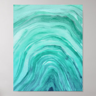 Affiche Aquarelle Aqua Green Agate II Abstraite