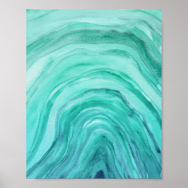 Affiche Aquarelle Aqua Green Agate II Abstraite (Devant)