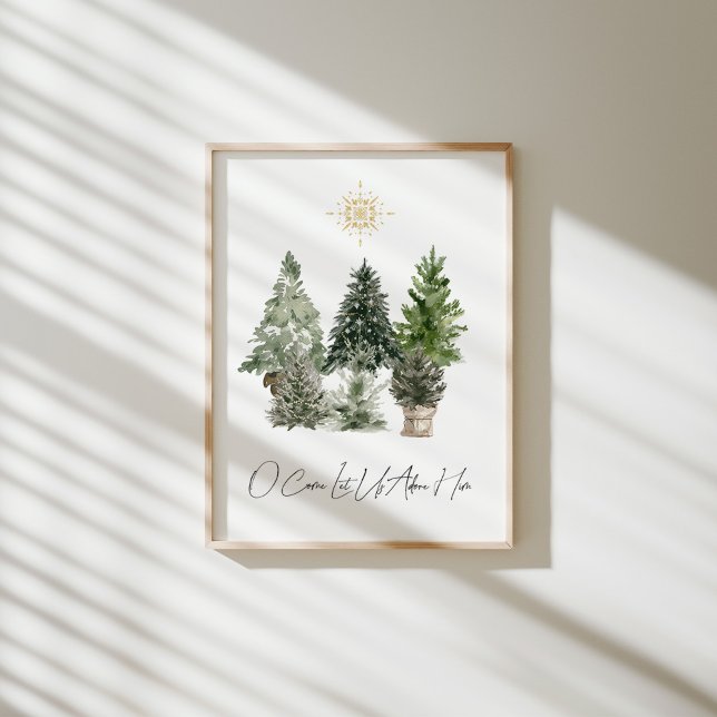 Affiche Aquarelle arbre de Noël venez nous l'adorons (Créateur téléchargé)