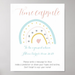 Affiche Aquarelle arc-en-ciel Anniversaire Fête Heure Caps