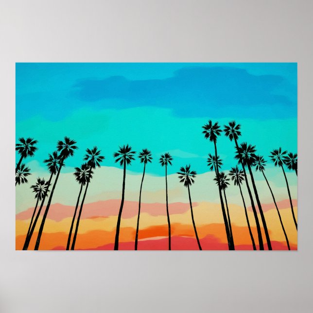 Affiche Aquarelle arc-en-ciel Palm Tree (Devant)
