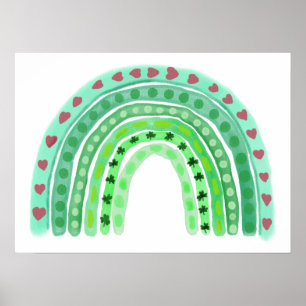 Affiche Aquarelle arc-en-ciel   Shamrocks de la Saint-Patr