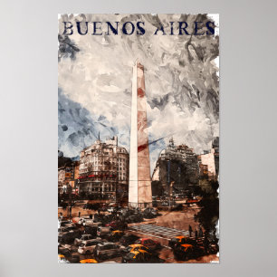 Affiche Aquarelle argentine Buenos Aires