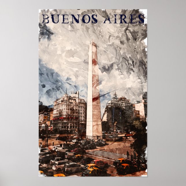 Affiche Aquarelle argentine Buenos Aires (Devant)