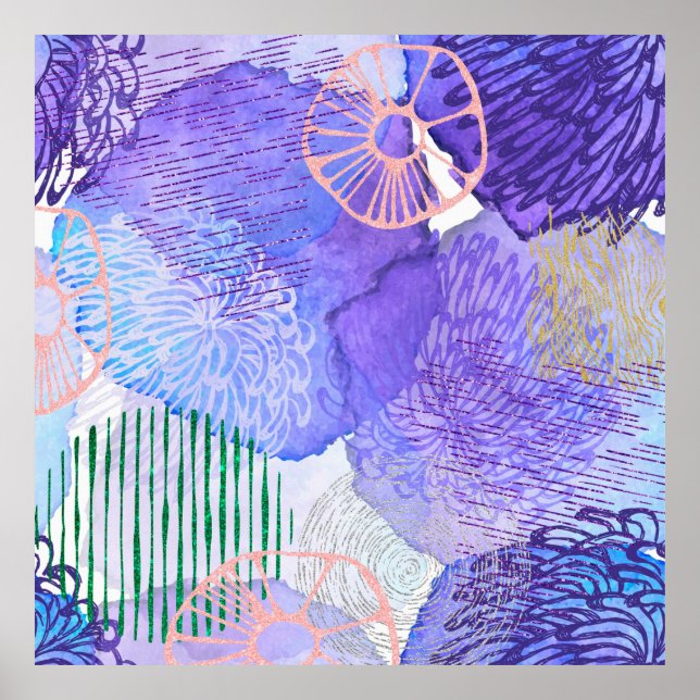 Affiche Aquarelle arrière - plan Abstraite (Devant)