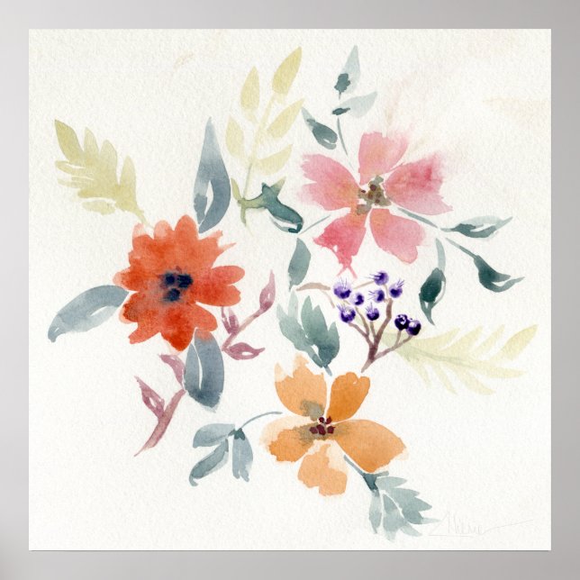 Affiche Aquarelle Art Floral | Peinture à la main (Devant)