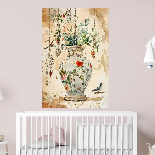 Affiche Aquarelle artistique d'un vase décoratif ancien