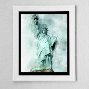 Affiche Aquarelle artistique Statue de la Liberté