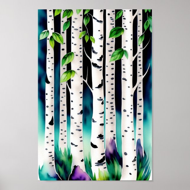 Affiche Aquarelle Aspen Trees (Devant)
