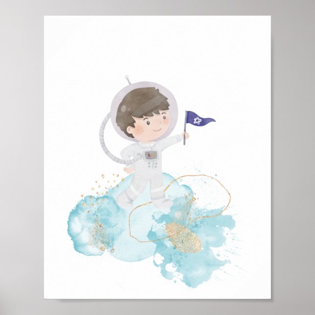 Affiche Aquarelle Astronaut Space Kids Adventure (Devant)