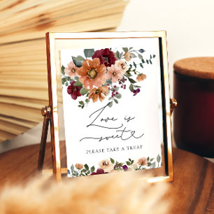 Affiche Aquarelle Automne Floral L'amour est doux Prenez u