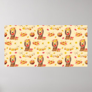 Affiche Aquarelle Automne motif transparent. Cute col