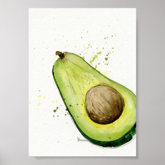 Affiche Aquarelle Avocado art cuisine