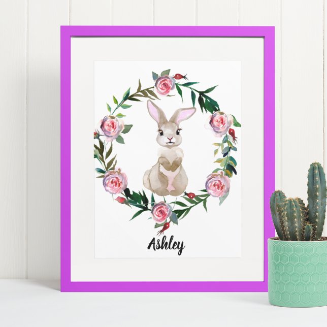 Affiche Aquarelle Baby Bunny Nursery Flower Woodland (Créateur téléchargé)