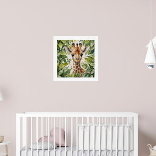 Affiche Aquarelle Baby Giraffe
