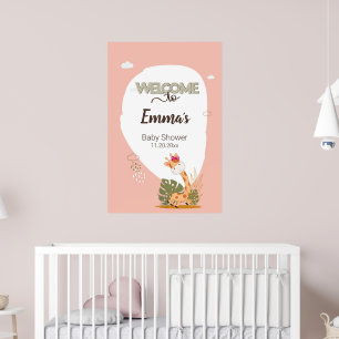 Affiche Aquarelle Baby Giraffe, Bienvenue Au Baby shower