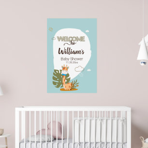 Affiche Aquarelle Baby Giraffe, Bienvenue Au Baby shower