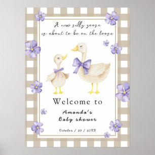 Affiche Aquarelle Baby shower d'oie soie