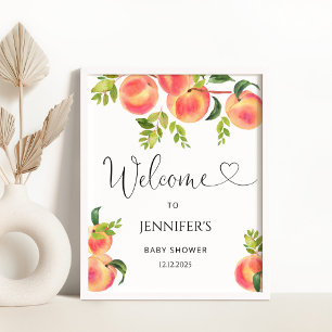 Affiche Aquarelle baby shower pêche signe de bienvenue