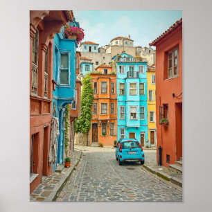 Affiche Aquarelle Balat Istanbul Turquie